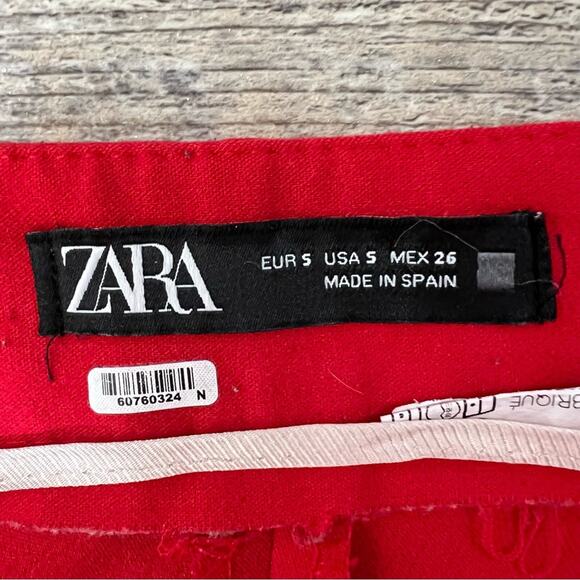 Zara red boot cut high-rise business casual dress pants size small S B151 - Picture 2 of 4